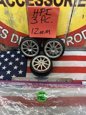 HPI 1/10 On Road RC Touring Car TIRES AND RIMS: 3pc. -PreOwned- - Image 1 of 4