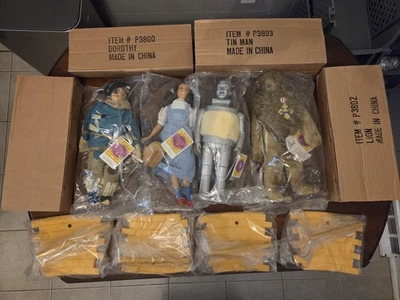 "4 muñecas Mago de Oz con soportes de carretera de ladrillo amarillo (3) regalos Hamilton 14"" de colección" Foto 1 de 4