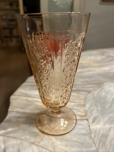 1930s Federal SHARON/CABBAGE ROSE PINK - FOOTED ICED TEA TUMBLER - Picture 1 of 3