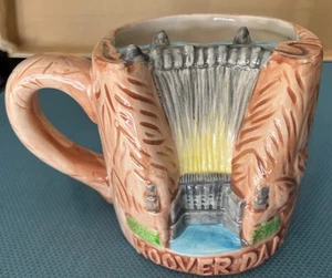 Vintage Collectible HOOVER DAM 3D Ceramic Souvenir Coffee Mug Tea Cup - Bild 1 von 7