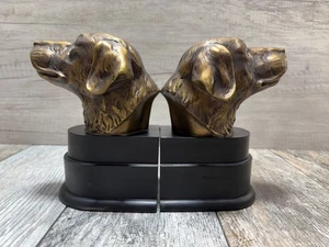 Vintage Heavy Cast Brass bronze Bookend Labrador Lab Hunting Dog Sculpture - Picture 1 of 24