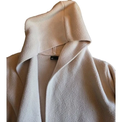 Abrigo Plumero Pesado Con Capucha Botón Suave Suéter Botón Mujeres M Crema Lagenlook Foto 1 de 4