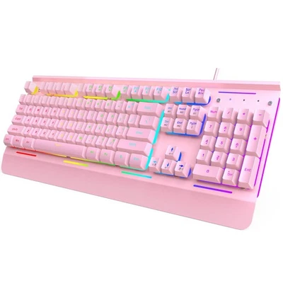 Gaming Keyboard USB Wired Computer Keyboard 15-Zone RGB Illumination IP32 Wat... - Image 1 of 4