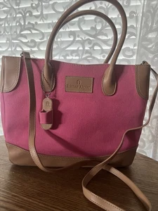 Etienne Aigner Miami Collection Canvas Tote Bag Purse Pink w Flip Flop Charm - Picture 1 of 13