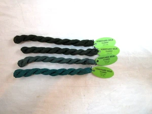 Vineyard Silk Classic Lot of 4 30 yrd Skeins 100% Stranded Silk  Greens    A173 - Picture 1 of 2