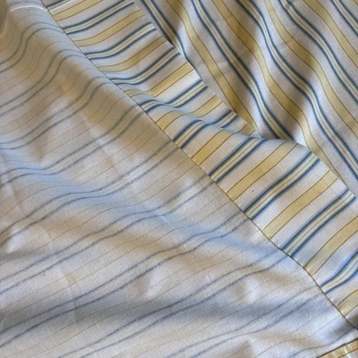 2 Занавески прилагается балдахин белый/синий/желтый полосы 84 X 73 хлопок взвешенный - Изображение 1 из 4