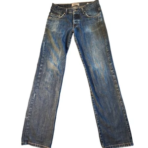 Naked & Famous Jeans Mens 32x32 Blue Dry Indigo Slub Slim Guy Denim Distressed - Picture 1 of 8