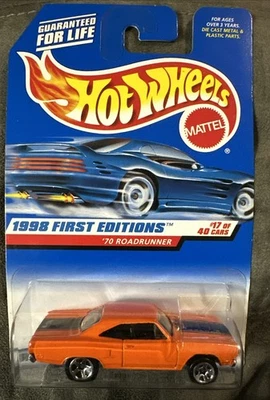 Roadrunner Hot Wheels Vintage 1998 '70. #17/40-Naranja y negro-Nuevo en tarjeta Foto 1 de 3