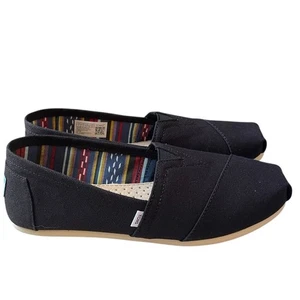TOMS Alpargata Black Canvas Shoes NWT Size 7 - Picture 1 of 11