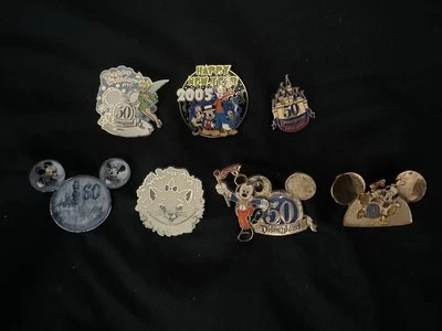 Lot Of 7 Disney Pins 35837 Cast Exclusive Happy New Year 2005 LE 1500 50th Rare - Image 1 of 4