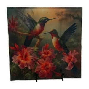 Tagliere/piatto in vetro temperato fatto a mano 8"~cucina~colibrì~regalo - Foto 1 di 1