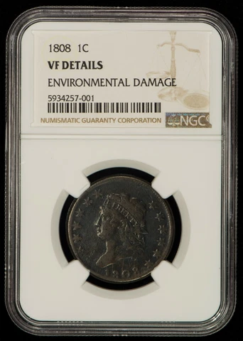 1808 1c Classic Head Large Cent - Retained Internal Die Break - NGC VF - Z1285 Cover