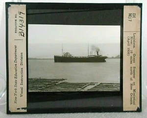 MAGIC LANTERN GLASS SLIDE, LOUISIANA, OCEAN STEAMER ON MISSISSIPPI RIVER, 1930 - Picture 1 of 2