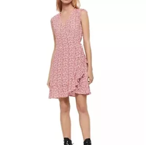 ALL SAINTS Size Small Krystal Scatter Wrap Dress Red White Floral Sleeveless - Picture 1 of 8