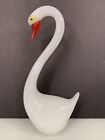 SWAN Art Glass White Tone Figure Decoration  Duck Vintage 8.5?