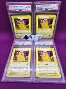 Pikachu Red Cheeks SHADOWLESS Base Set 58/102 PSA 8 NM - MT Juego de 4 consecutivos - Imagen 1 de 9