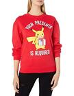 Sweat-shirt femme laid Noël crew Pokémon, cadeaux/rouge, grand