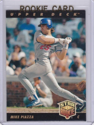 MIKE PIAZZA ROOKIE CARD Los Angeles Dodgers Mets BASEBALL Upper Deck STAR RC! - Image 1 of 2