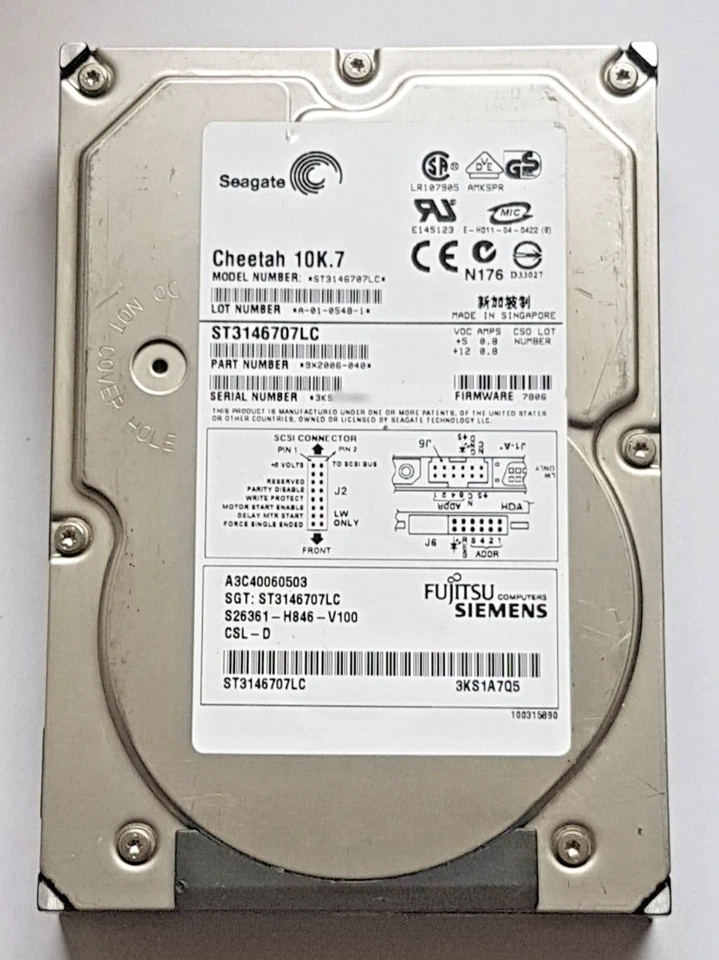 146 GB Seagate Cheetah 10K.7 ST3146707LC U320 SCSI 80pin 8MB HDD 3.5 " Hard - Image 1 of 1