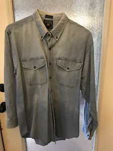 Vintage Chaps Ralph Lauren Button Down Shirt Men's Size L Large Light Denim - Picture 1 of 8