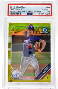2019 Bowman Dustin May Yellow Refractor Rookie Card  Serial #27/75 ~ PSA 10 - Picture 1 of 19