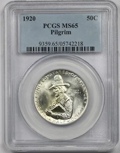 1920 Pilgrim 50C PCGS MS 65 Silver Commemorative Half Dollar - Picture 1 of 4