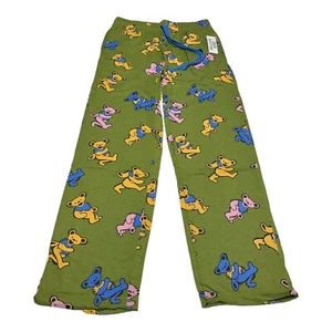 NWT Men's Grateful Dead Lounge Pants Drawstring Bear Print Pajamas Green Size M - Picture 1 of 6