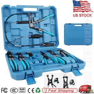 Kit de 9 piezas de alicates removedores de clip de abrazadera de manguera cable de largo alcance herramienta de manguera de agua de aceite combustible - Imagen 1 de 12