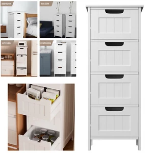 Bathroom Bedroom Cabinet Shelf Cupboard Storage Unit Free Standing Floor Racking - Picture 1 of 17