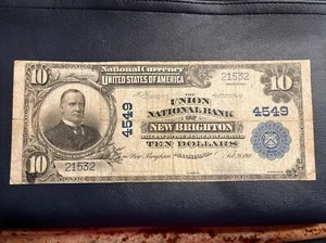 1902 $10 The National Bank NEW BRIGHTON PA National Currency CH # 4549 - Picture 1 of 10