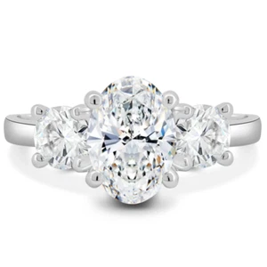 Platinum Diamond Ring IGI HRD Lab Created Oval 3 Carat PT950 Sizes 5 6 7.5 8 - Picture 1 of 9