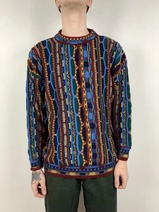 Men's Vintage Coogi Multicolor Wool Rare Sweater Made In Australia Size L - Picture 1 of 24