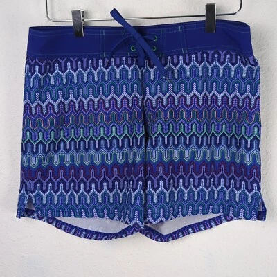Prana Women's Swim Shorts Small Purple Geometric Hook & Loop - Imagem 1 de 4