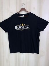Y2K Barcelona Spain Black Cotton Graphic Mens 3XL T Shirt-11602