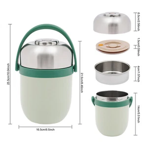 Thermos for Hot Food, Sealed Stackable Food Thermos, Soup Thermos Green - Picture 1 of 18
