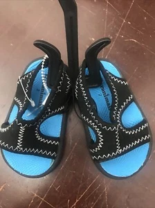 Garanimals Sz 2 Infant Boy Sling Back Sandal Shoe Beach Pool BLACK BLUE - Picture 1 of 3