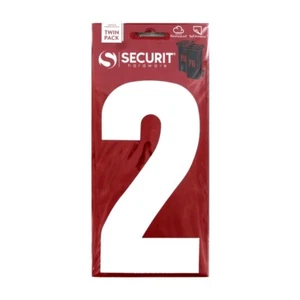 2x Securit Wheelie Bin Numbers White Self-Adhesive House Vinyl 170mm - No 2 - Picture 1 of 1