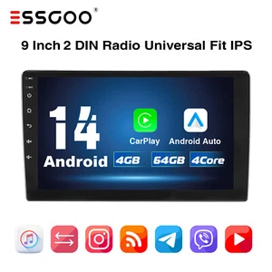 Radio Estéreo Coche Carplay Android 14 4+64G 9" Doble 2 DIN Pantalla Táctil GPS Wifi - Imagen 1 de 12