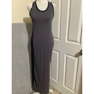 A Pea in the Pod Maternity Striped Maxi Dress Blue Beige Racerback Tank Style S - Image 1 of 4
