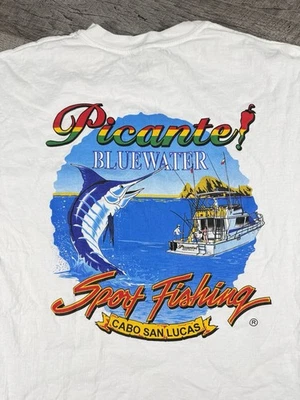 VNTG 90’s Cabo San Lucas Mexico Swordfish Graphic T-Shirt Single Stitch 2XL - Image 1 of 4