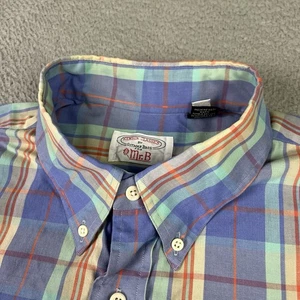 Vintage Gitman Bros Shirt Mens XL Blue Plaid Cotton Blend Broadcloth Button Up - Picture 1 of 13