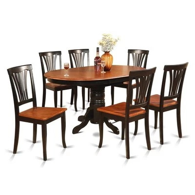East West Furniture Avon 7-piece Wood Dining Room Set in Black/Cherry - Image 1 of 4