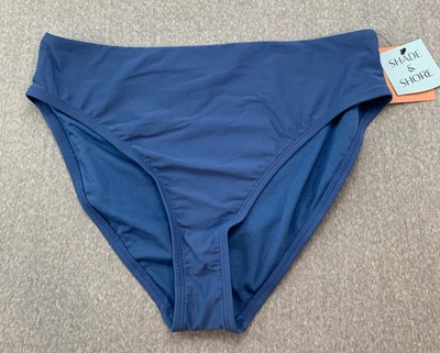 Traje de baño de tiro medio alto Shade & Shore parte inferior para mujer L 12-14 azul polvoriento asiento completo Foto 1 de 4