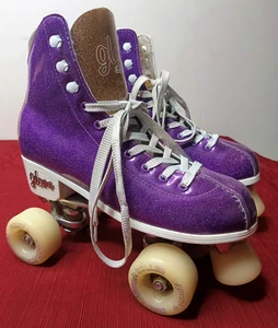 Crazy Skates Disco Glam lila & gold Glitzer Rollschuhe Größe 8,5 Damen 7,5 Herren - Bild 1 von 24