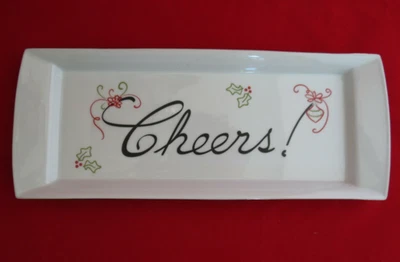 St Nicholas Square Tray Holiday Tis The Season Cheers Rectangular 13” - Image 1 of 4