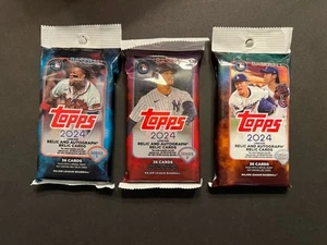 Three (3) 2024 Topps Fat Pack Lot Series 1, 2 & update Baseball 36 Card Sealed - Picture 1 of 2
