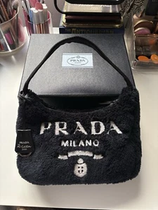 Black Prada Furry Re-Edition Mini Bag - Picture 1 of 6