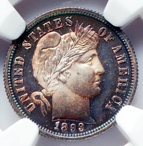 1893 NGC PR65* STAR 🔴 $1,495 APR🔴 DEEP CAMEO Obverse✅ Proof 10c ✅ Barber Dime - Picture 1 of 9