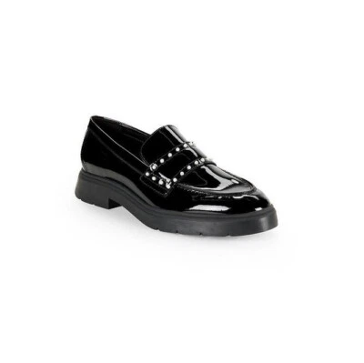 Stuart Weitzman Black Darcy Faux Pearl Leather Penny Loafers Sz 8 - Image 1 of 4