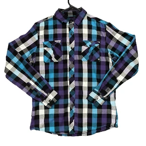 Camisa Y2k Zoo York Manga Larga Con Botones Para Hombre Mediana Multicolor Cuadros Western - Imagen 1 de 9